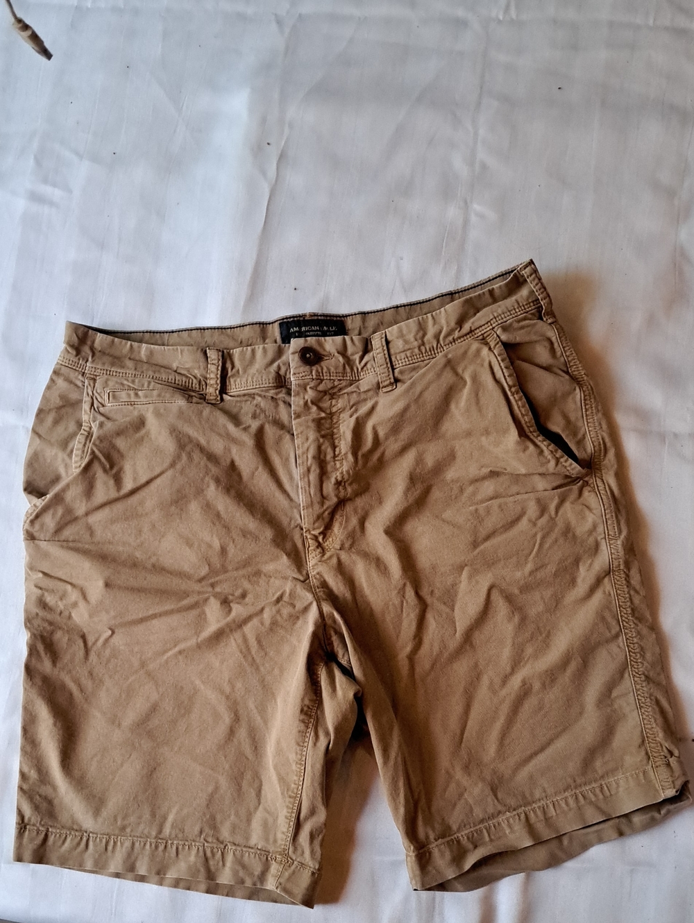 American Eagle Outfitters Men's Tan Flat-Front Shorts